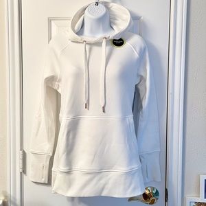 Soft fleece Winter white hoodie sweatshirt with thumb holes. New with tags!